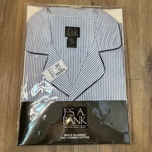 Jos. A. Bank Men's Pajama Set Blue White Striped 100% Cotton Large NWT